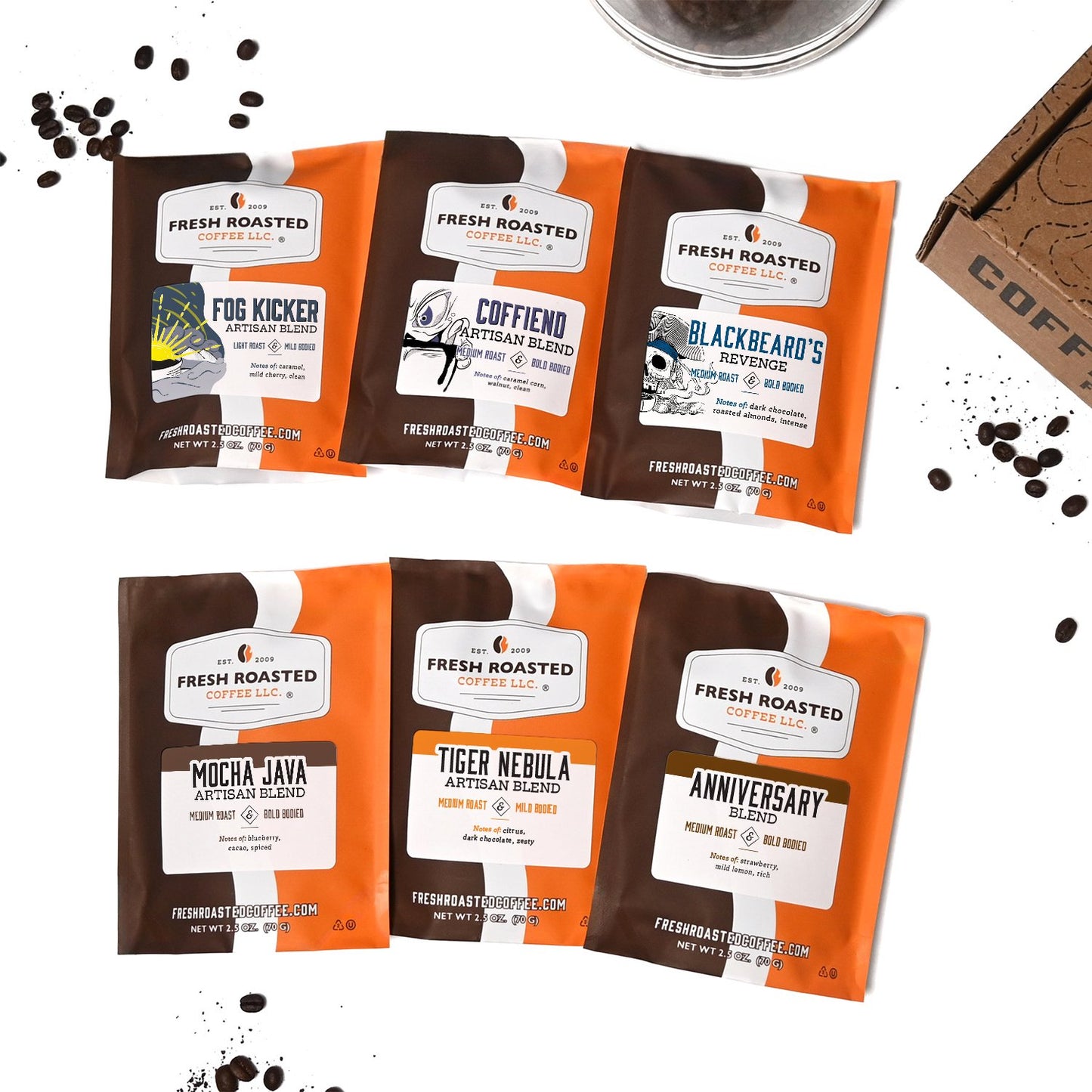 Fresh Roasted Six Pack Sampler - Organic Central American Coffee
