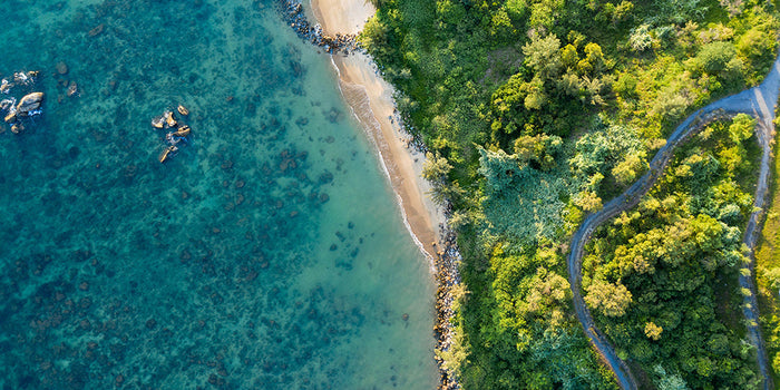 A bird's-eye image of a Vietnamese beach.