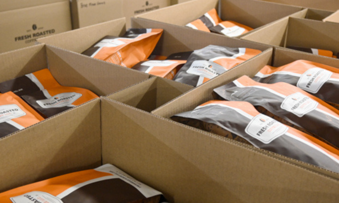 boxes of fresh roasted coffee