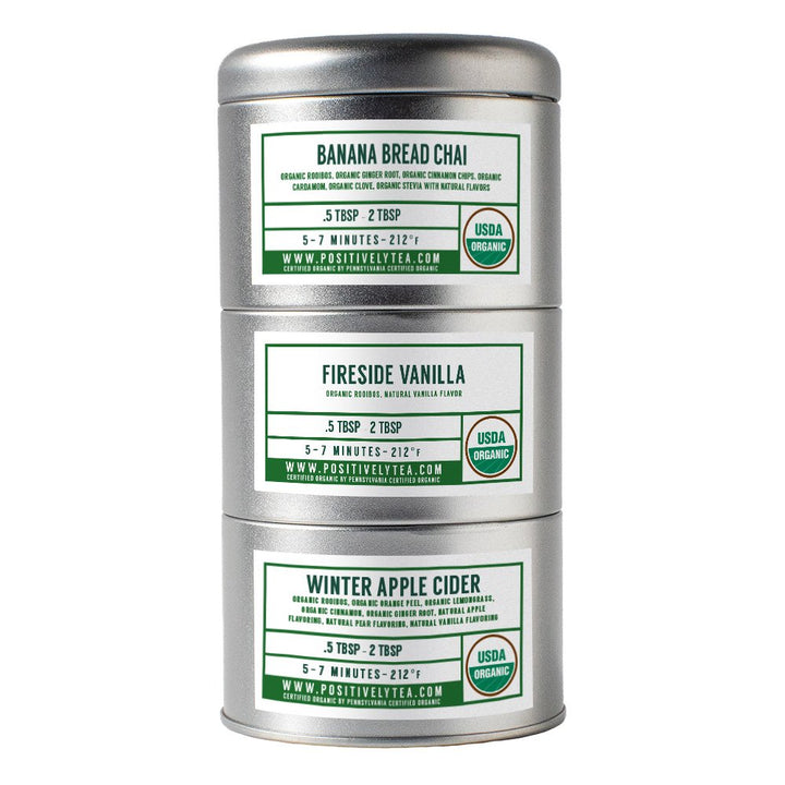 Organic Winter Holiday Rooibos Tea Tin Trio - Loose Leaf Tea