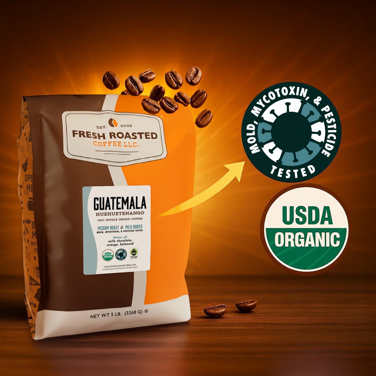 Organic Guatemalan Huehuetenango - Roasted Coffee
