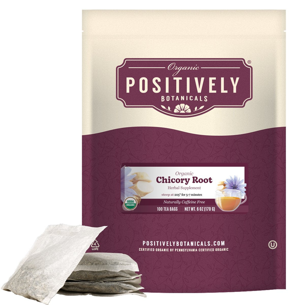 Organic Chicory Root - Botanical Tea Bags