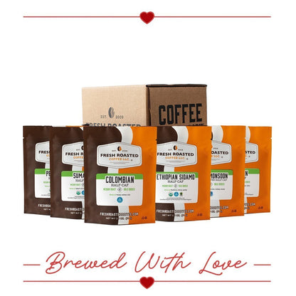 Fresh Roasted Six Pack Sampler - Organic Water-Processed Half Cafs