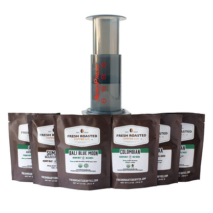 Aeropress + Organic Single-Origin Medium Roast Six-Pack  - Coffee Gift Set