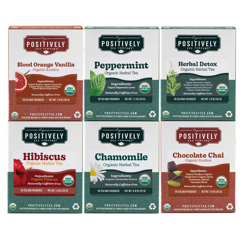Organic Caffeine-Free Positively Tea Bag Sampler - 120 Count
