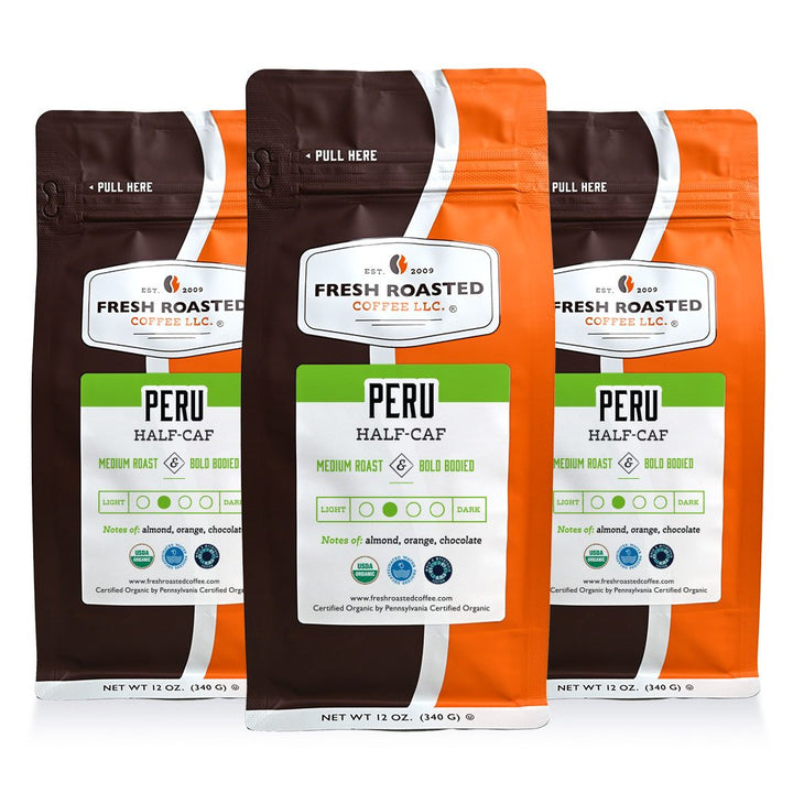Organic Peru Water-Processed Half Caf - Roasted Coffee