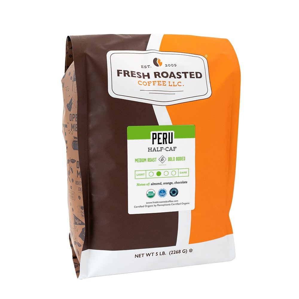 Organic Peru Water-Processed Half Caf - Roasted Coffee